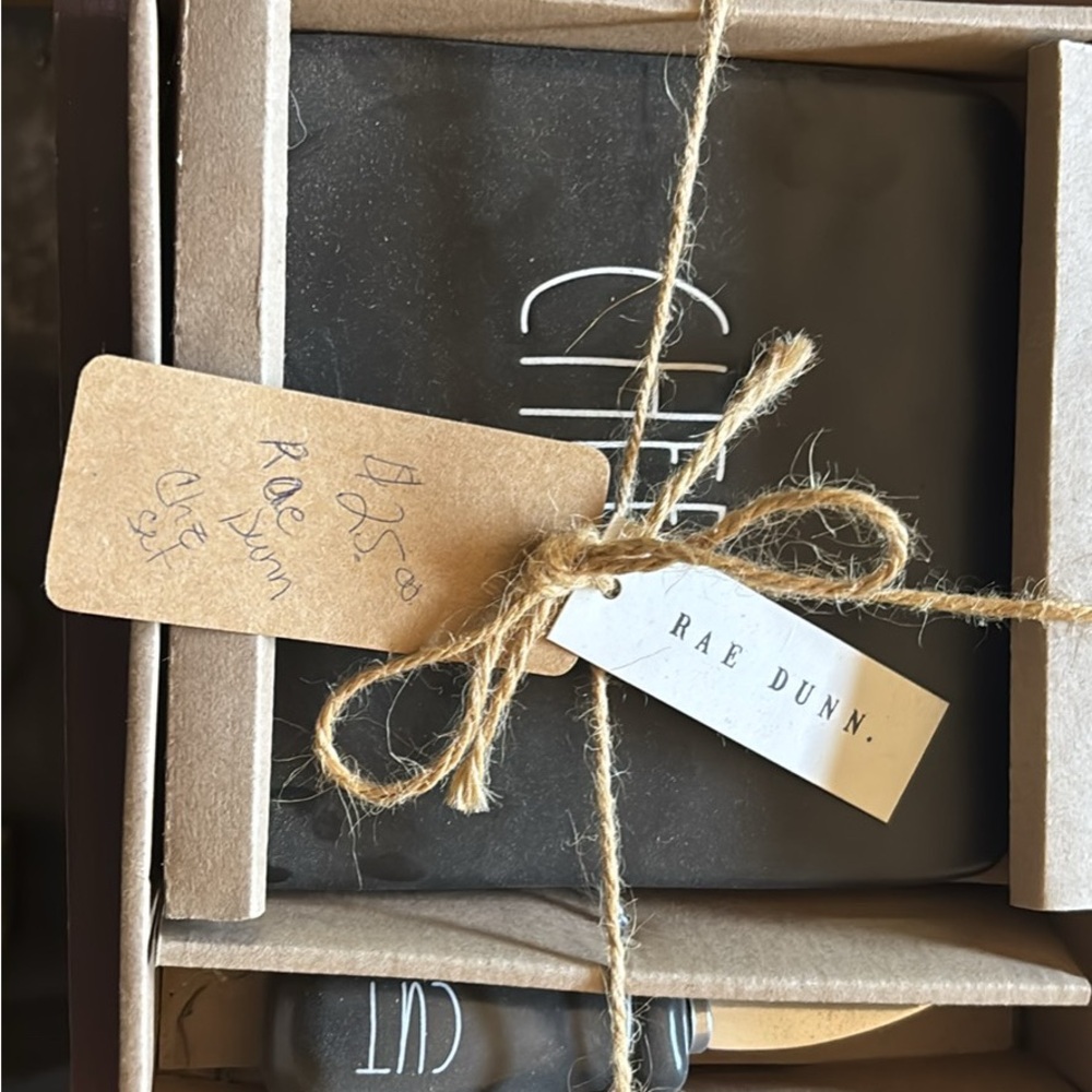 Rae Dunn Charcoal Ceramic Coaster Set
